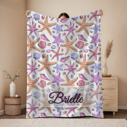 Personalized Starfish & Seashell Blanket