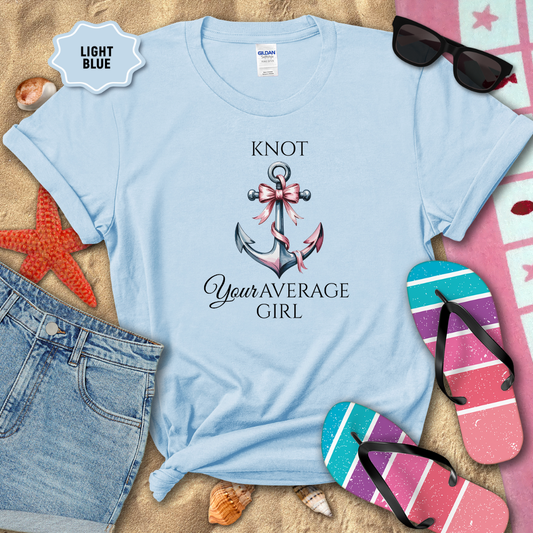 Nautical Anchor with Pink Bow T-Shirt – Coastal Style