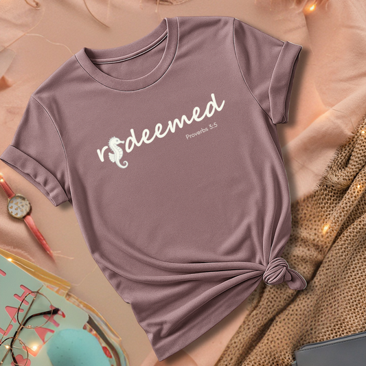 Redeemed Seahorse Christian T-Shirt | Coastal Bible Verse Tee