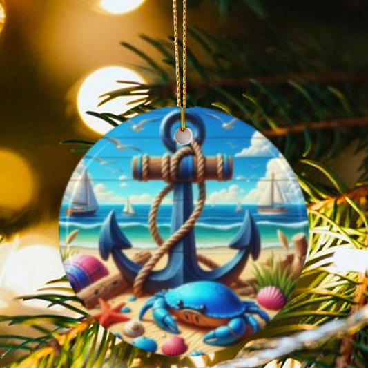 Coastal Anchor Ornament | Nautical Beach Christmas Decor