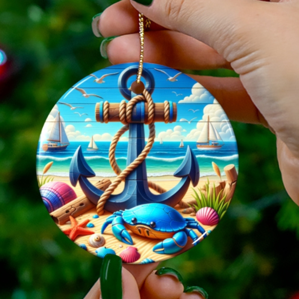 Coastal Anchor Ornament | Nautical Beach Christmas Decor