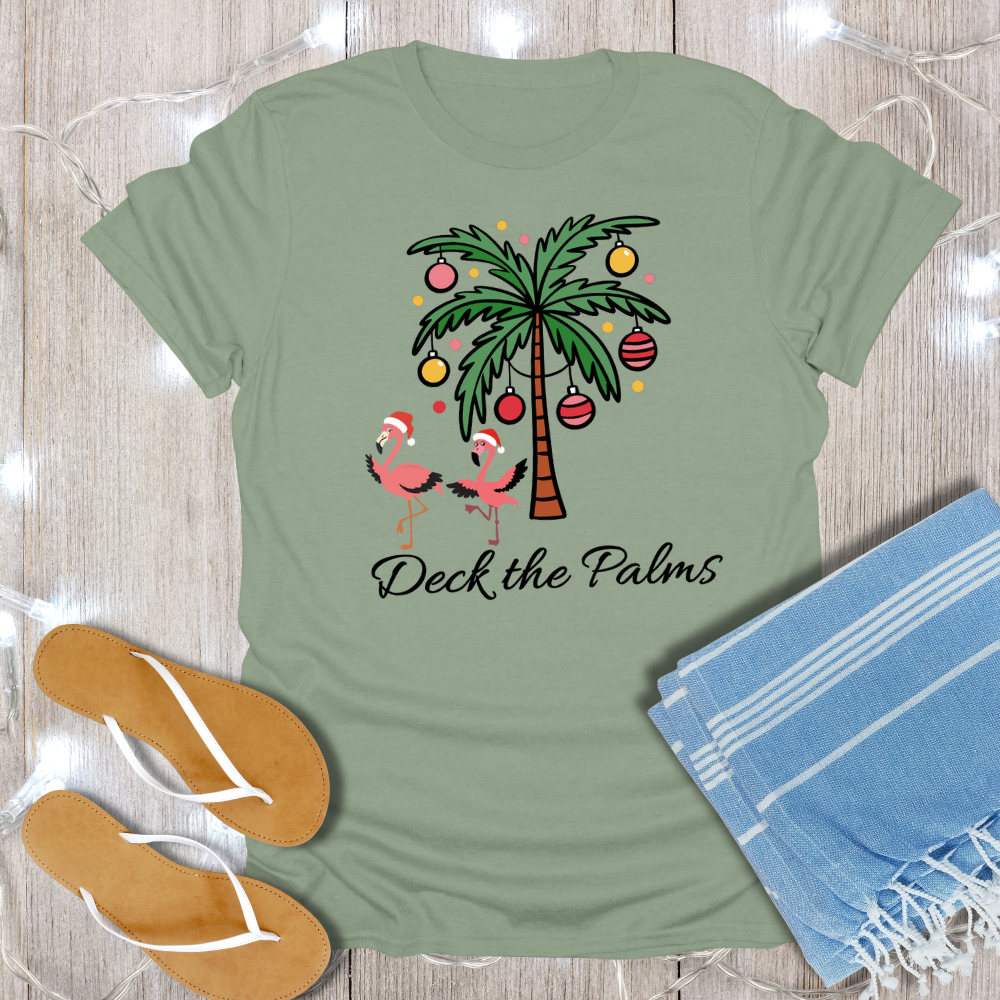 Deck the Palms Coastal Christmas T-Shirt