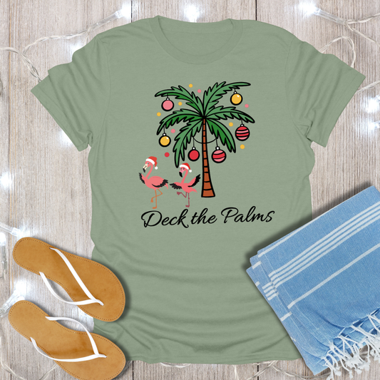 Deck the Palms Coastal Christmas T-Shirt