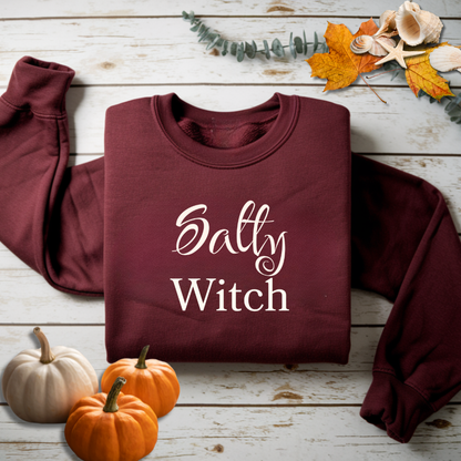 Salty Witch Sweatshirt | Cozy Halloween Crewneck in Maroon or Navy