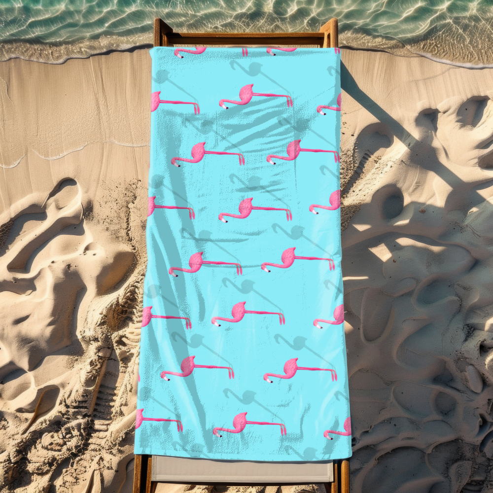 Pink Flamingo Beach Towel – Quick Dry, Sand-Free, Extra Absorbent