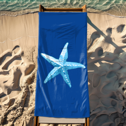 Blue Starfish Beach Towel – Sand-Free, Quick Dry, Extra Absorbent