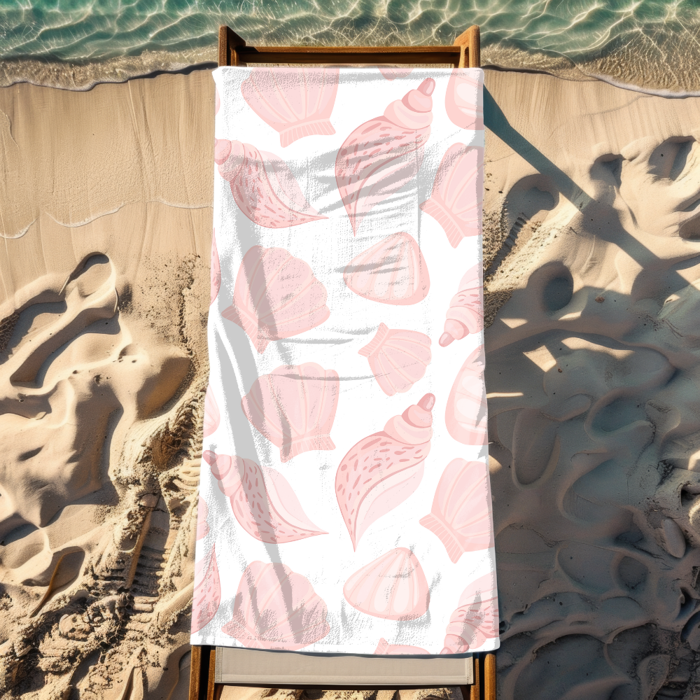 Pink Seashell Beach Towel – Sand-Free, Quick Dry, Extra Absorbent