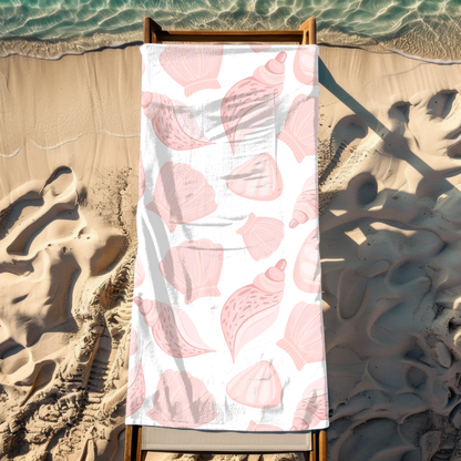 Pink Seashell Beach Towel – Sand-Free, Quick Dry, Extra Absorbent