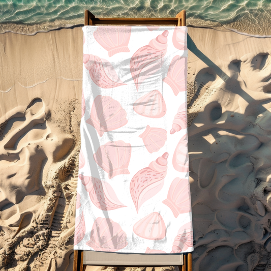 Pink Seashell Beach Towel – Sand-Free, Quick Dry, Extra Absorbent