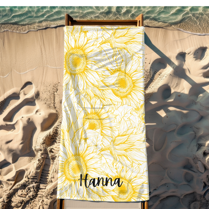 Personalized Sunflower Beach Towel – Quick-Dry, Sand-Free & Soft