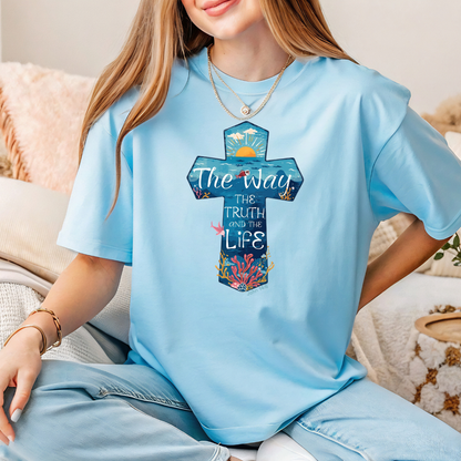 Coastal Christian Cross T-Shirt – The Way, The Truth, The Life