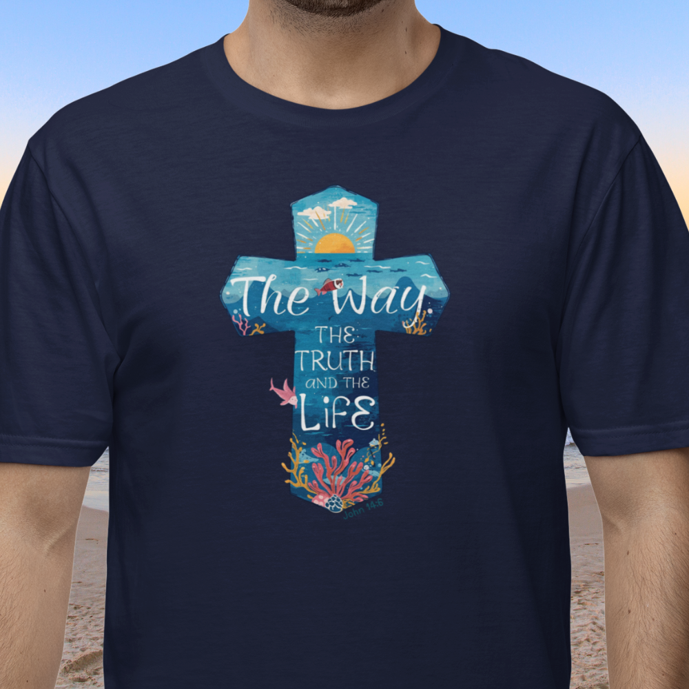 Coastal Christian Cross T-Shirt – The Way, The Truth, The Life