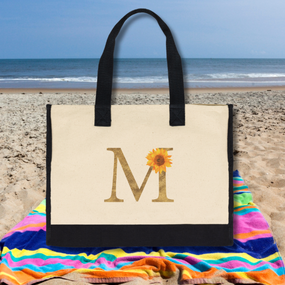 Personalized Initial Canvas Tote Bag