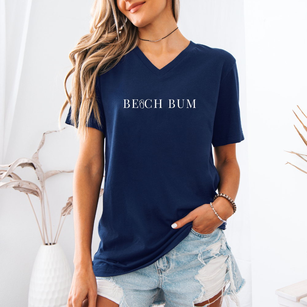 BEACH BUM V NECK TEE