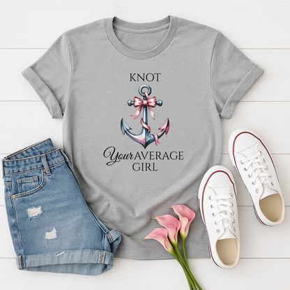 Nautical Anchor with Pink Bow T-Shirt – Coastal Style
