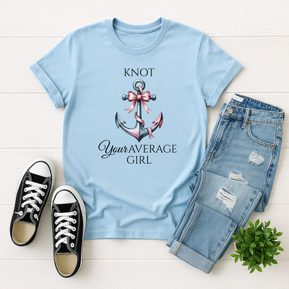 Nautical Anchor with Pink Bow T-Shirt – Coastal Style