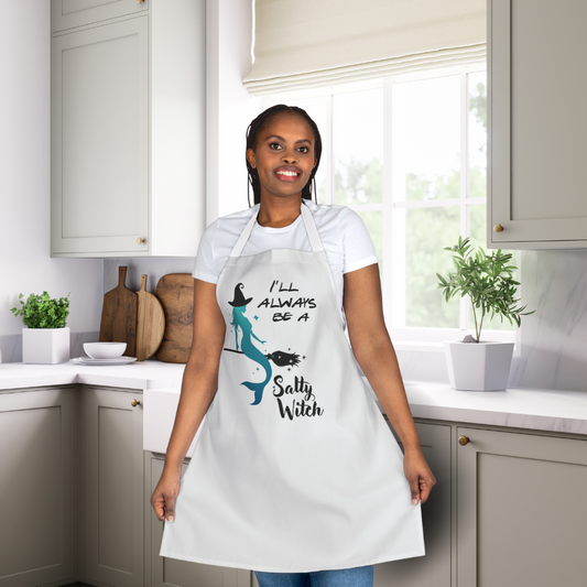 Salty Witch Halloween Apron – Mermaid Witch Cooking Apron for Spooky Season, Coastal Kitchen Vibes