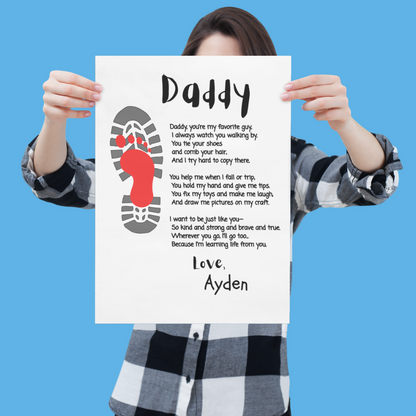 18x24 Father's Day wall art gift from child, perfect DIY keepsake with poem

