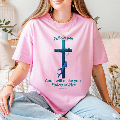 Fishers of Men Cross T-Shirt – Matthew 4:19 Coastal Christian Tee