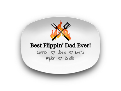 Personalized "Best Flippin’ Dad Ever" Unbreakable Oval Platter – Custom Names, 10" x 14"