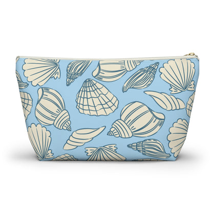 Personalized Seashell Cosmetic & Pencil Pouch – Coastal Blue Travel Bag
