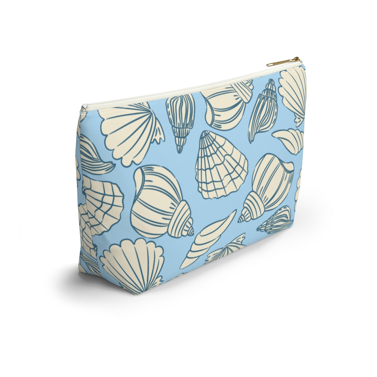 Personalized Seashell Cosmetic & Pencil Pouch – Coastal Blue Travel Bag