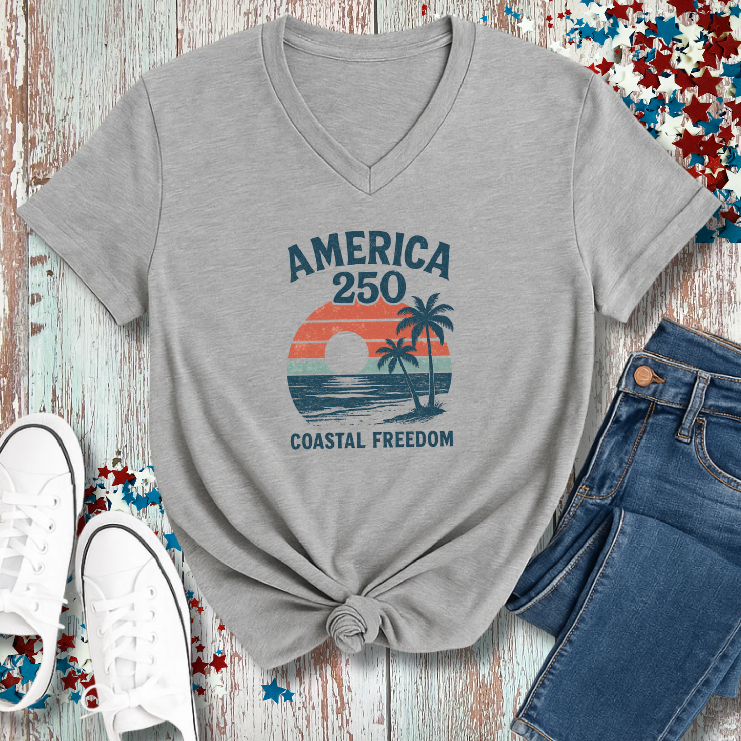 AMERICA 250 COASTAL FREEDOM V-NECK