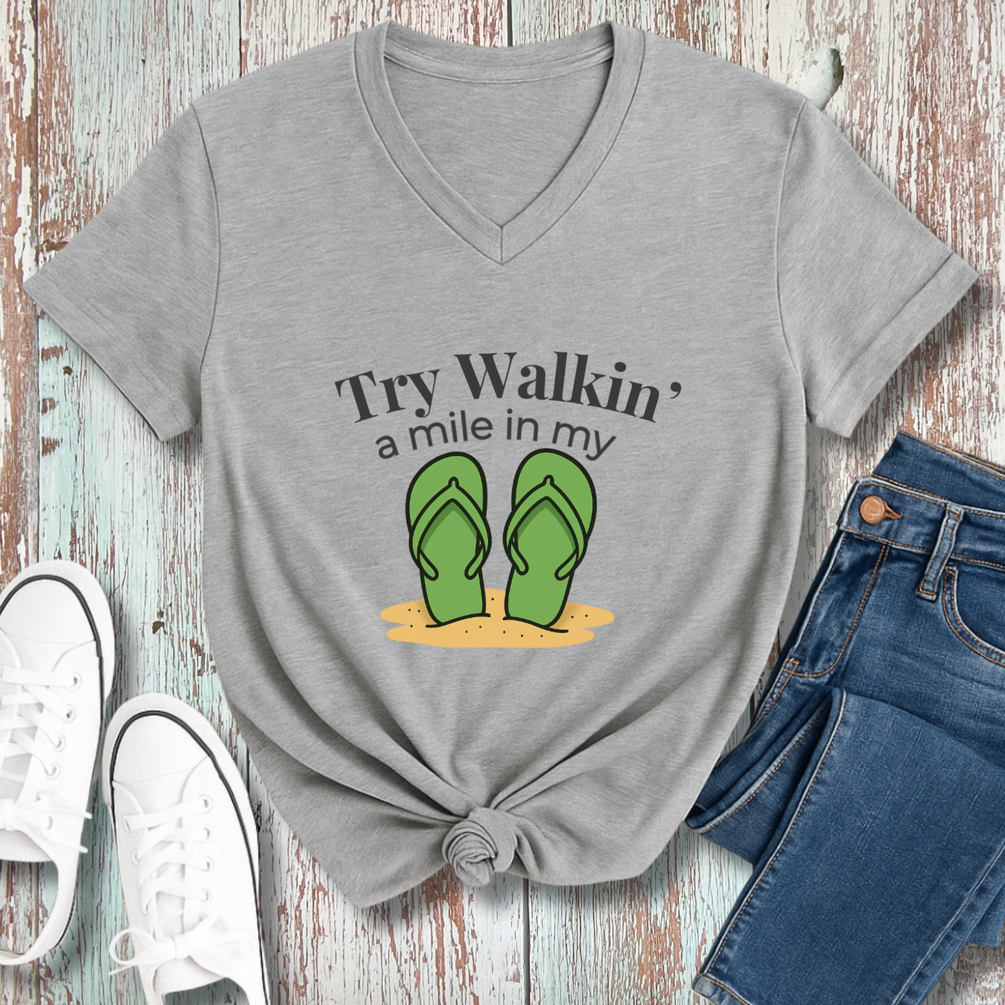 WALK A MILE IN MY...V_NECK