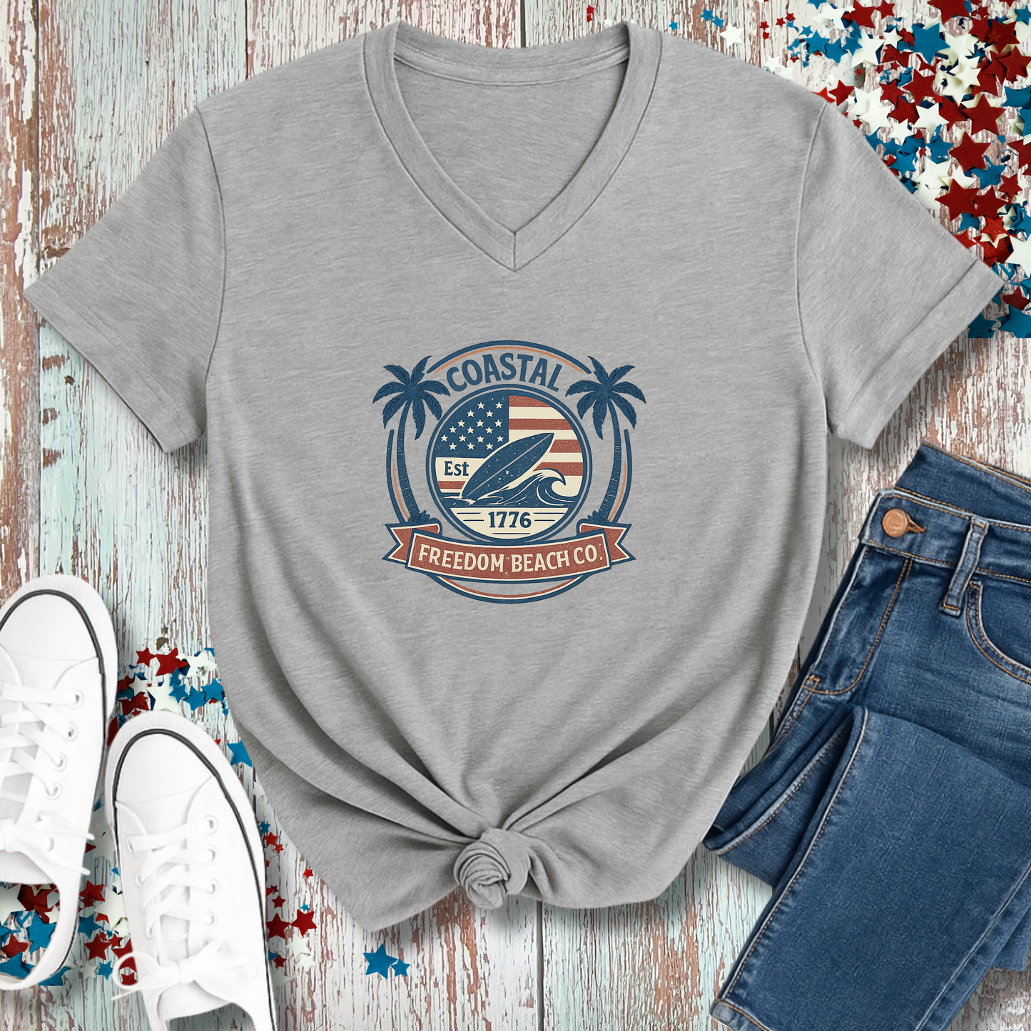COASTAL FREEDOM BEACH CO V-NECK