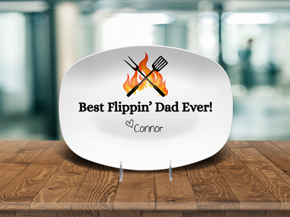 Durable dishwasher-safe oval plate made in the USA for Father’s Day