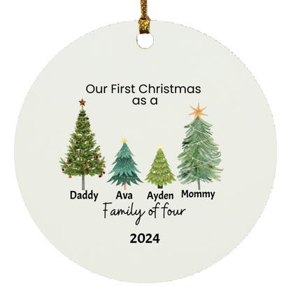 Christmas| First Christmas as a Family of....Circular Ornament