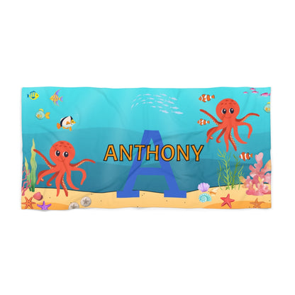 Personalized Under the Sea Beach Towel – Custom Name & Initial 2.0