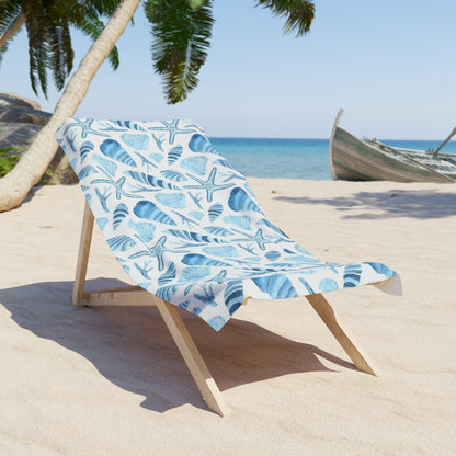 Soft beach towel featuring watercolor marine life pattern

