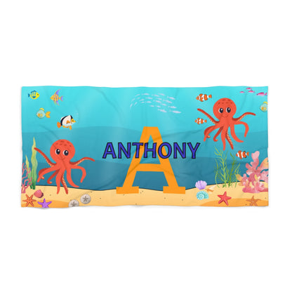 Personalized Under the Sea Beach Towel – Custom Name & Initial 2.0