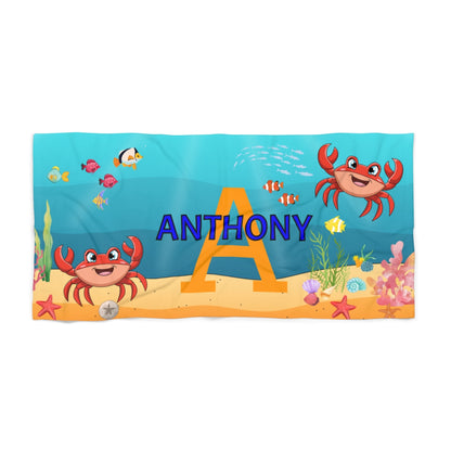 Personalized Under the Sea Beach Towel – Custom Name & Initial 2.0