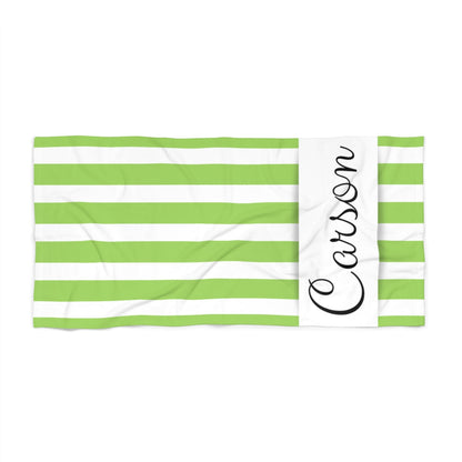 Vibrant, bold striped quick-dry beach towel for destination weddings.