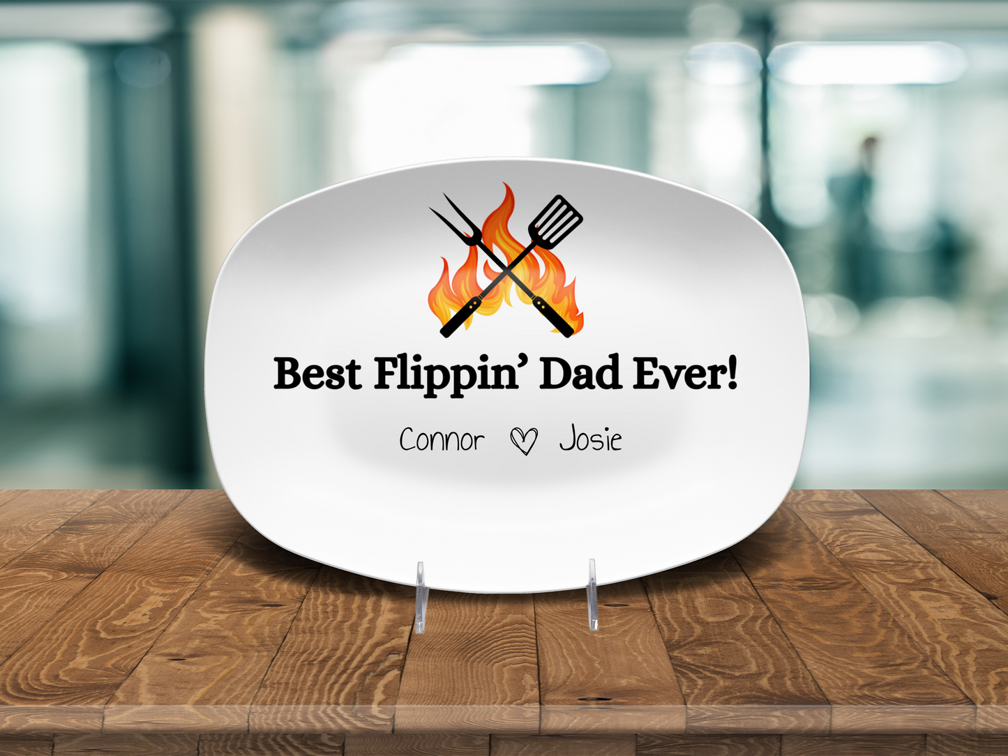 Funny BBQ-themed gift plate for Dad with heartwarming design