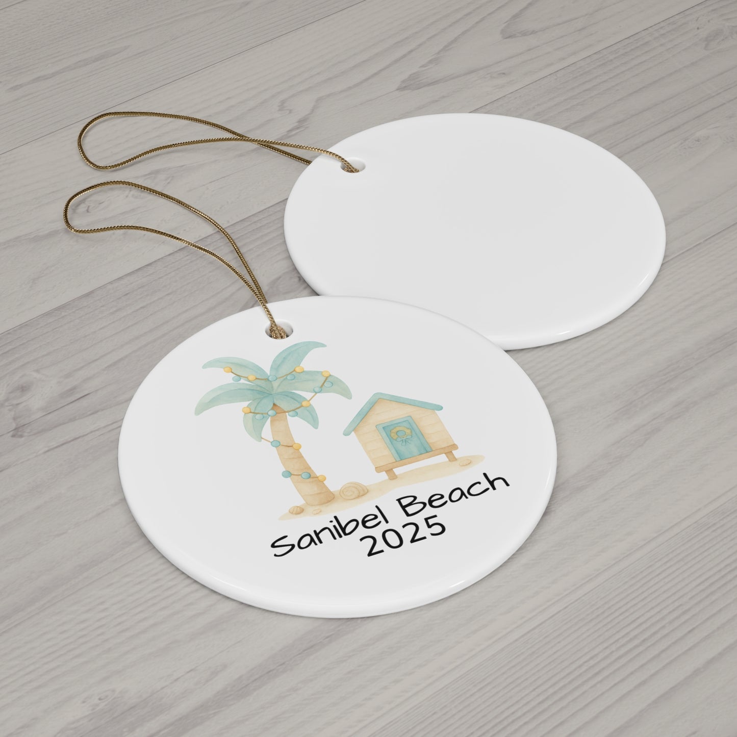 Personalized Beach Destination Ornament 2025 – Coastal Christmas Ceramic Keepsake