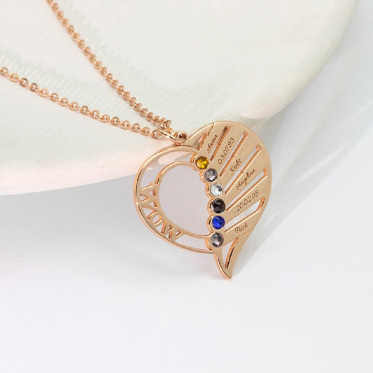 Copper necklace with a heart-shaped pendant on a light background