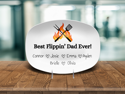 Custom grill master gift platter featuring names of 6 children