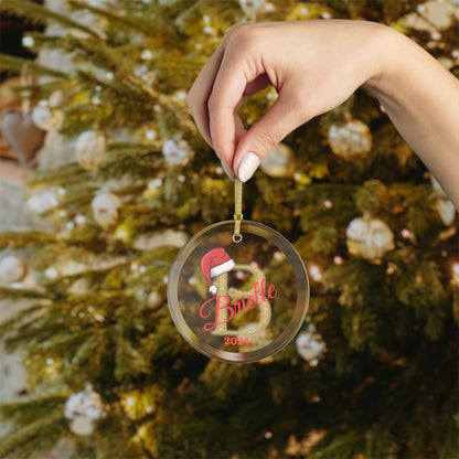 Christmas| Personalized Glass Ornament with Sparkling Gold Initial & Name – Custom Christmas Decor