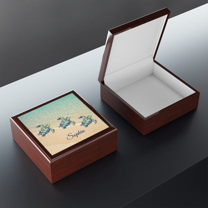 Personalized Sea Turtle Beach Jewelry Box