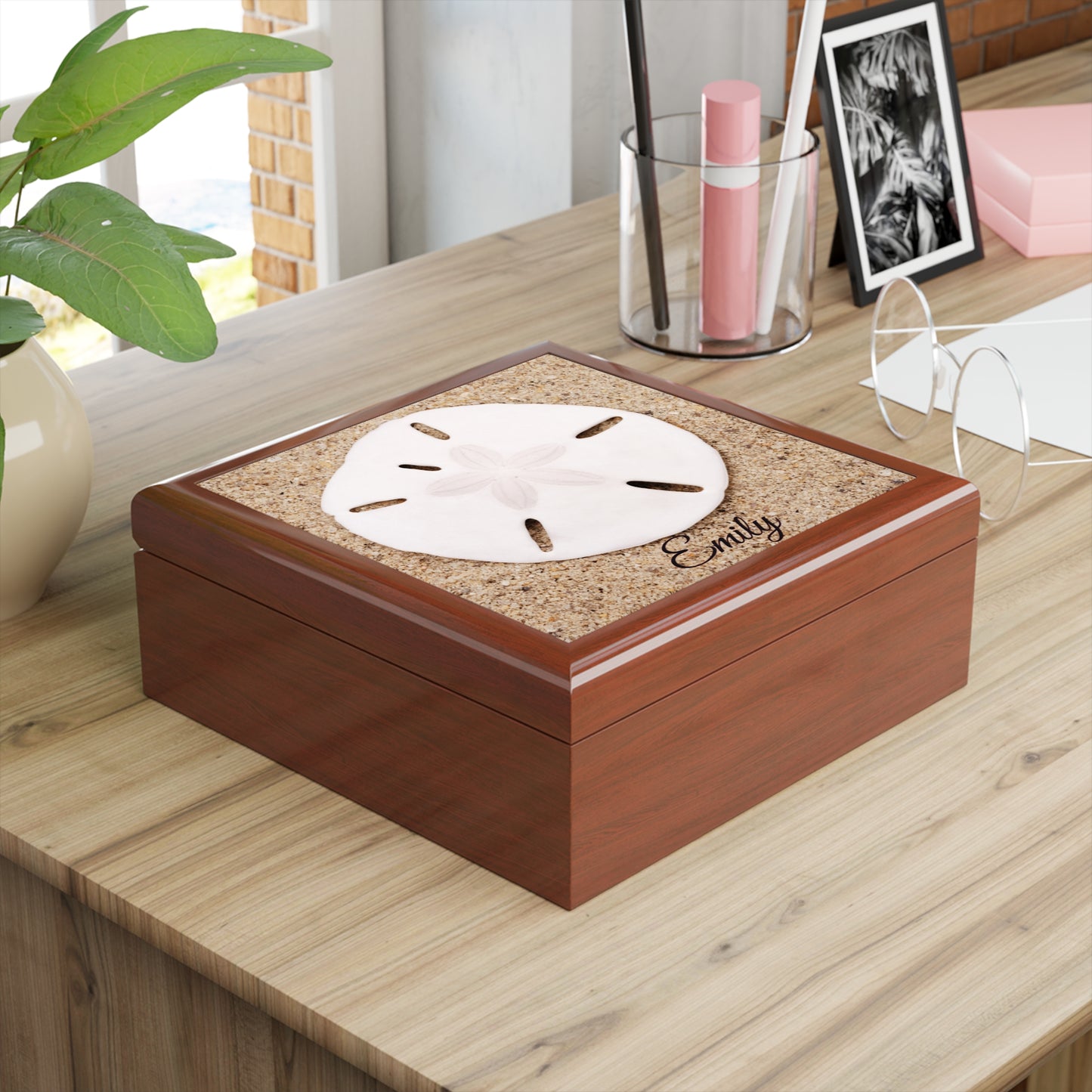 Personalized Sand Dollar Beach Jewelry Box