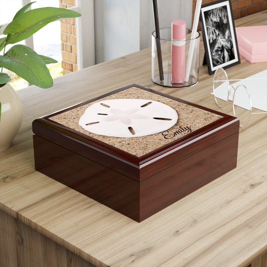 Personalized Sand Dollar Beach Jewelry Box