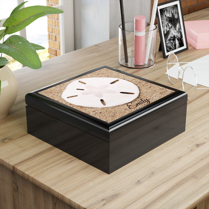 Personalized Sand Dollar Beach Jewelry Box