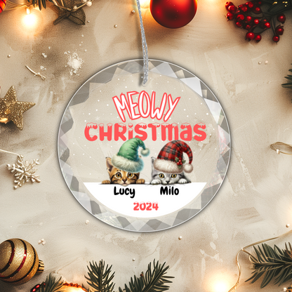 Christmas| Customizable "Meowy Christmas" Ornament 2.0 A