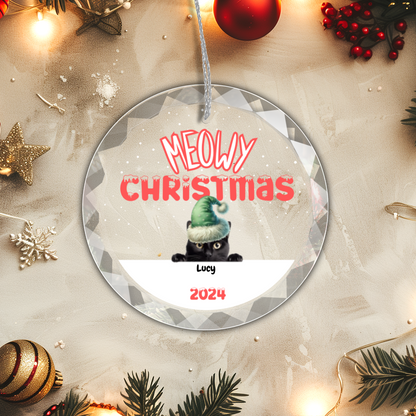 Christmas| Customizable "Meowy Christmas" Ornament 2.0 A