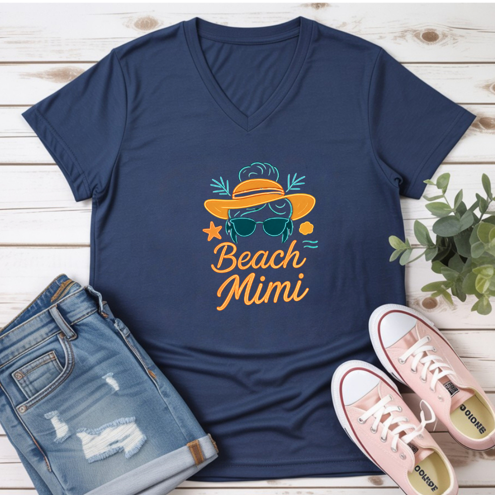 BEACH GRAMMIE HAT V-NECK TEE