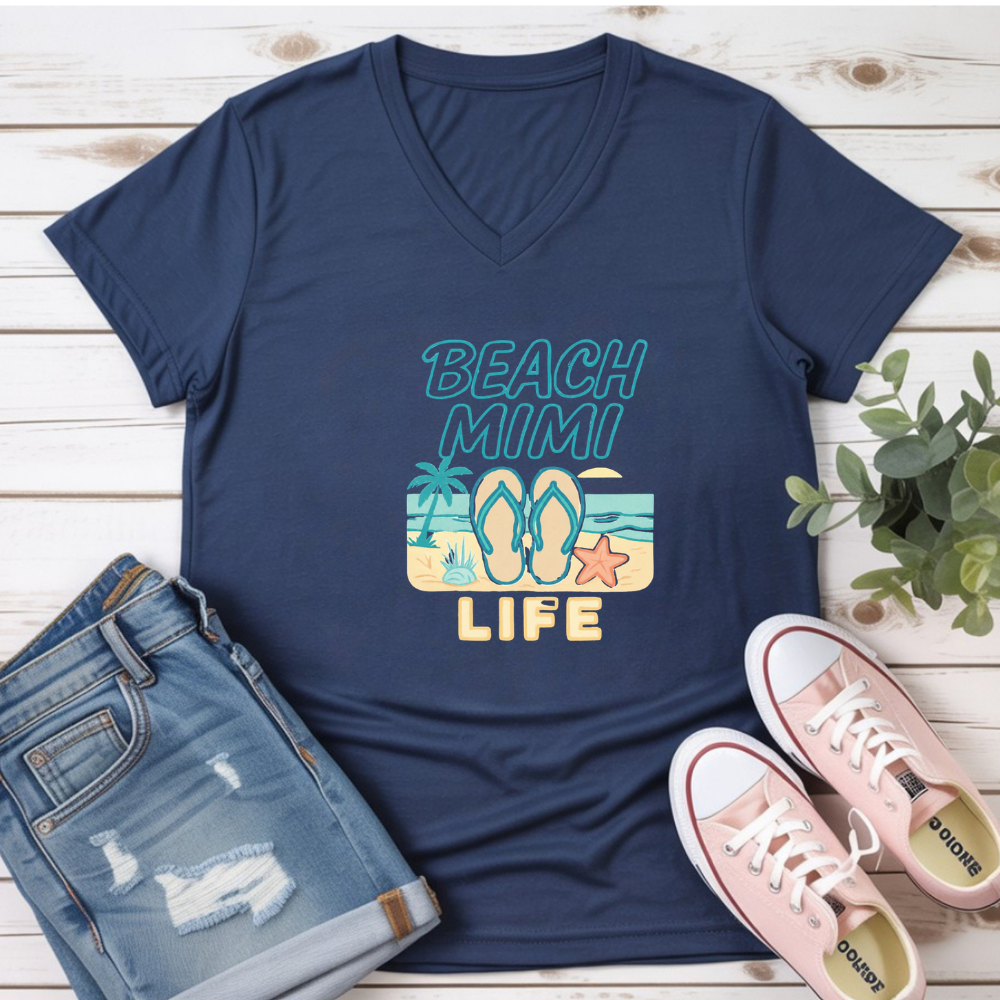 BEACH MIMI LIFE V-NECK TEE