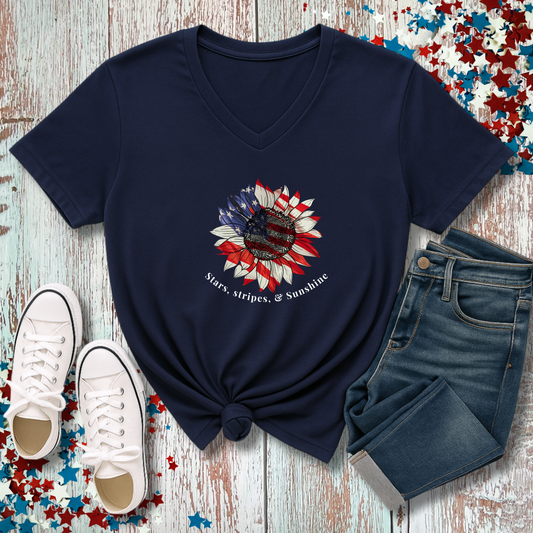 PATRIOTIC SUNFLOWER V-NECK